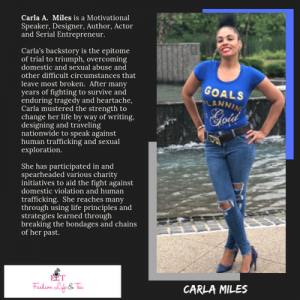 FLT Chats with Carla Miles: Fashion Designer, Actor, Author, Public Speaker